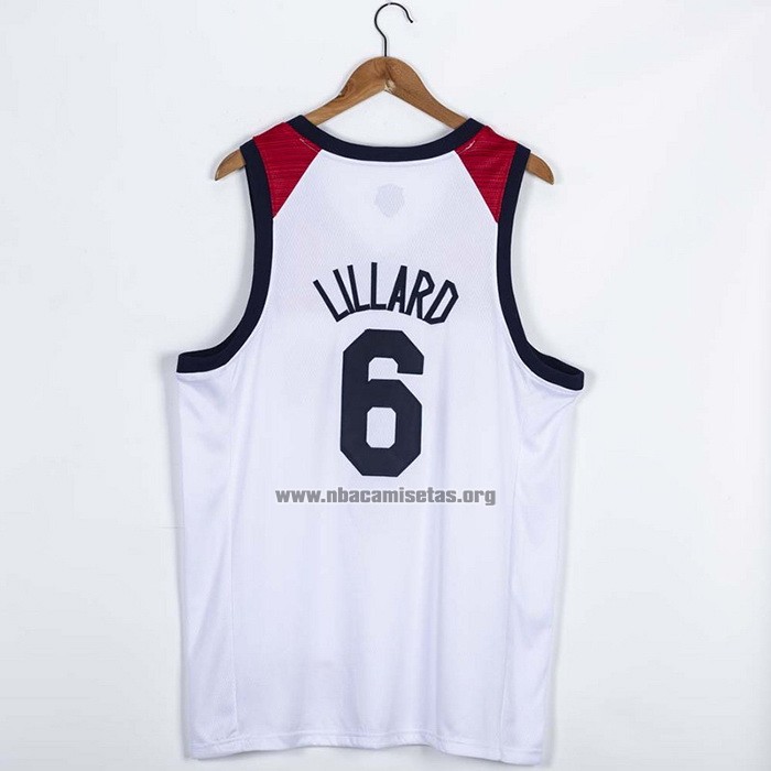 Camiseta USA 2021 Damian Lillard NO 6 Blanco